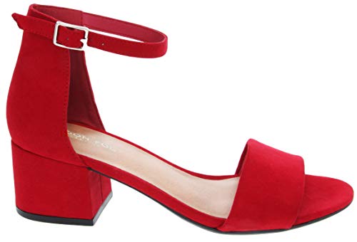 Image of LONDON FOG Women's Nikki Low Two Piece Block Heel Dress Shoe Ladies Ankle Strap Pump Sandal
