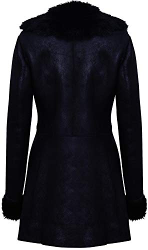 Women's Black Suede Merino Sheepskin Leather Coat with Toscana Collar3