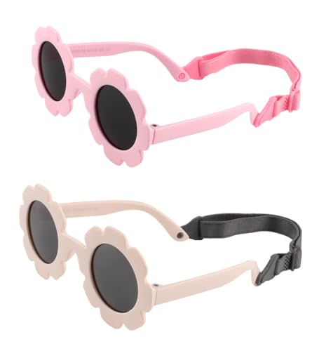 Image of SJBNCai Baby flower Sunglasses with Strap girls Flexible Bendable Polarized Sunglasses for Infant Boys Girls 0-24 Months