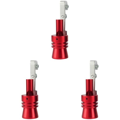 3 Pcs Red Turbo Sound Whistle, Aluminum Exhaust Muffler Pipe Whistle Tail Throat, Universal Car Roar Maker, Long-lasting & Rust-Proof, XL Size for Realistic Fake Blow Off Valve Sound, Easy to Install