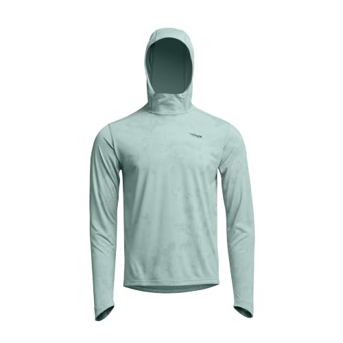 SITKA Radiant Sun Hoodie - Lightweight Sun Protection Mens Sweatshirt Saltwater Blue Camo Large