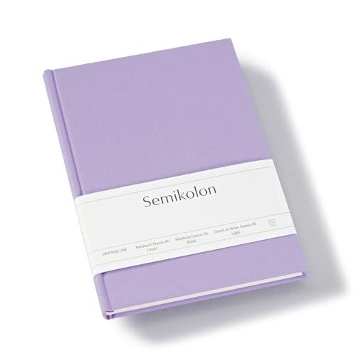 Semikolon 370045 Notizbuch Classic A5 liniert - 176 Seiten, cremeweißes Papier - Lesezeichen - lilac silk lila
