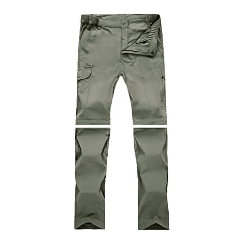 gfdrt Mens Zip Off Convertible Quick Dry Hiking Trousers Breathable Mens Casual Lightweight Quick Dry Convertible Zip Off Outdoor Stretch Walking Working Cargo Pants (Gray, M) Cover