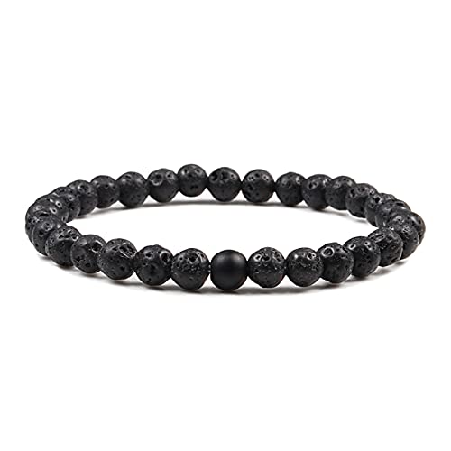 Bracelet pierre de lave noire 6mm ajustable pour éviter les casses de poignet