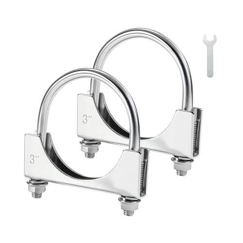 Image of EVIL ENERGY 3 inch Heavy Duty U Bolt Exhaust Clamp, 3 Inch Stainless Steel U Muffler Clamps, Saddle Style, 2PCS