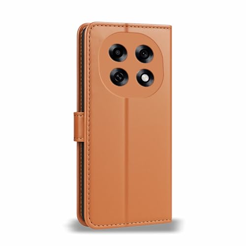 Image of AIBEX Shock Proof Flip Compatible for Oppo F31 5G Flip Cover Leather Finish | Inside TPU with Card Pockets | Wallet Stand | Complete Protection Flip Case - Brown