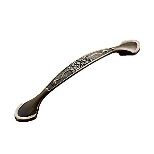 SAJMAKUWLA Antique Brass Cabinet Drawer Handles European Style Zinc Alloy 5 Pack Pitch 12.8cm(2027,Pitch12.8cm)