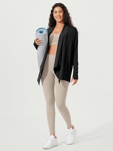 Image of ODODOS Women's Drape Open Front Cardigans Cozy Soft Long Sleeve Casual Wrap Outerwear with Pockets Thumb Hole