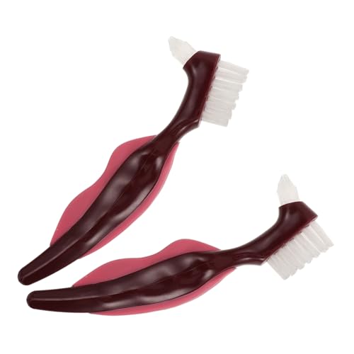 ELAYARD 2pièces Brosse Nettoyage Double Face à Poils Durs pour Prothèses Dentaires Outil de Nettoyage Portable et Élimine la Plaque