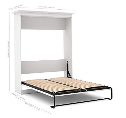 Bestar Versatile Queen Murphy Bed with Sofa and Closet Organizer, 92-inch White Space-Saving Wall Bed for Multipurpose Guest Room