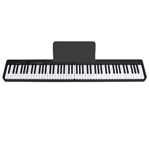 ポータブル 88鍵盤 折りたたみ式デジタルピアノキーボード バッテリー内蔵 充電式 サステインペダル ピアノバッグ付き BORA BX-20 (BLACK)