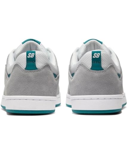 Image of Nike SB Alleyoop Skate Shoes CJ0882-003, Low Top, Suede and Textile, Plush Foam Insole, Grey & Teal (Particle Grey /Geode Teal /Gris Particule, UK Footwear Size System, Adult, Men, Numeric, Medium, 10)