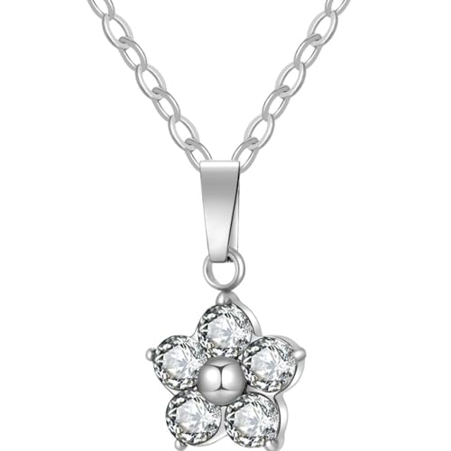 Jude Jewelers Stainless Steel Cubic Zircon Crystal Flower Style Birthstone Wedding Statement Pendant Necklace
