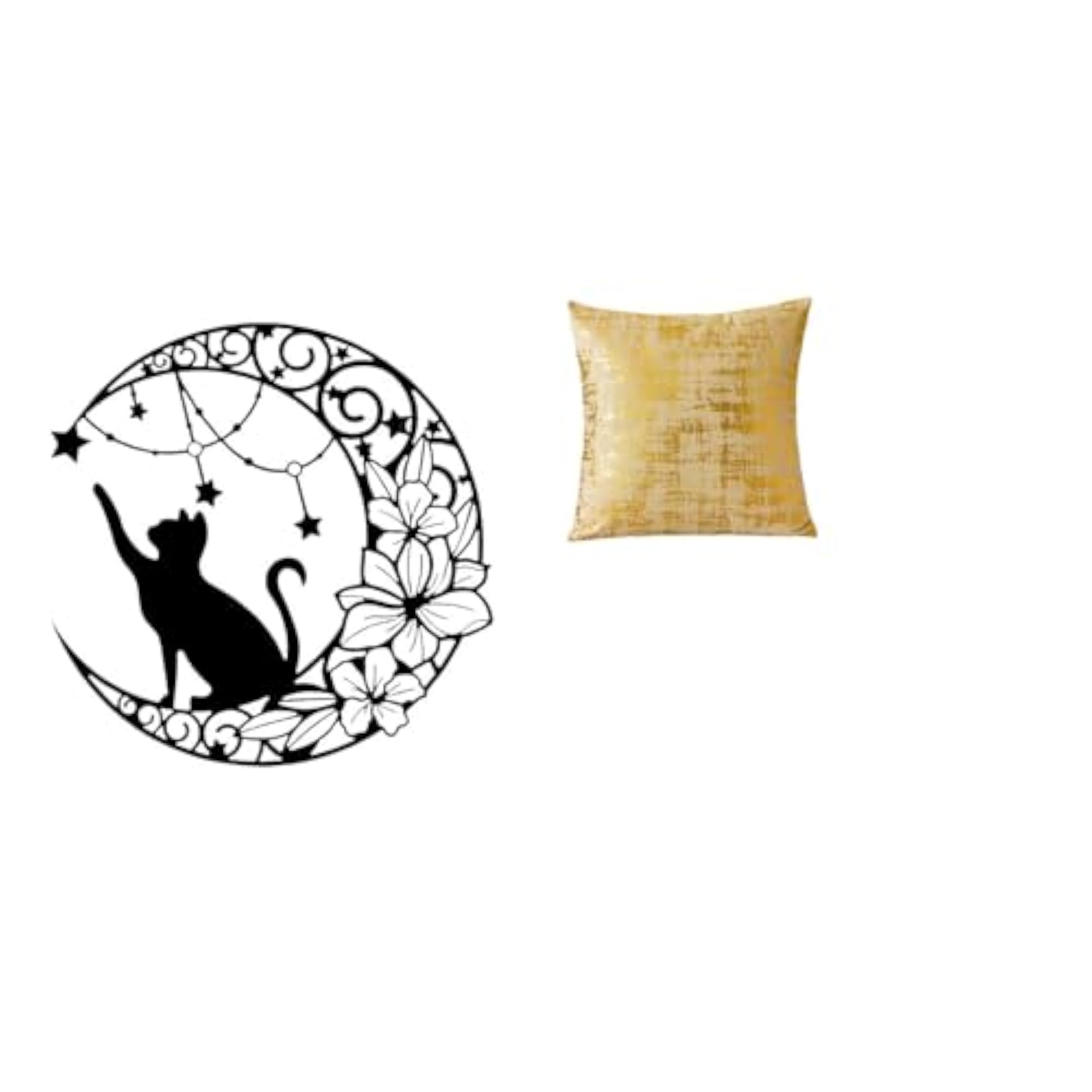 Moonlit Cat Elegance Black Metal Wall Art Sculpture