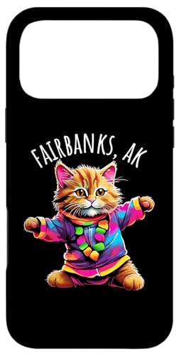 フェアバンクス アラスカ USA 楽しいキュートでカラフルな踊る猫デザイン スマホケース iPhone 17 Pro Max 用