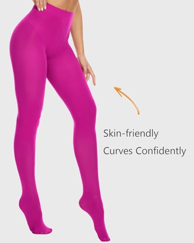 Image of DUCMODA Womens 80 Denier Opaque Tights, Women's Soft Solid Color Footed Pantyhose, High Waist Stocking with 30+ Colors