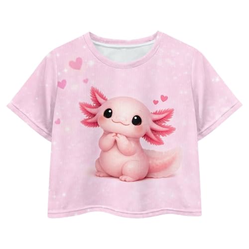 Image of Girls Fashion Crewneck Tee Shirts Casual Short Sleeve Crop Top Summer Outfits 5-14 Years Old