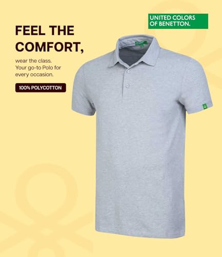 Image of United Colors of Benetton Shirt for Men | Tees for Man | Half Sleeves Plain Stylish Regular Fit Polo | Collar Tshirt | T-Shirt | Stylish Mens Tshirt