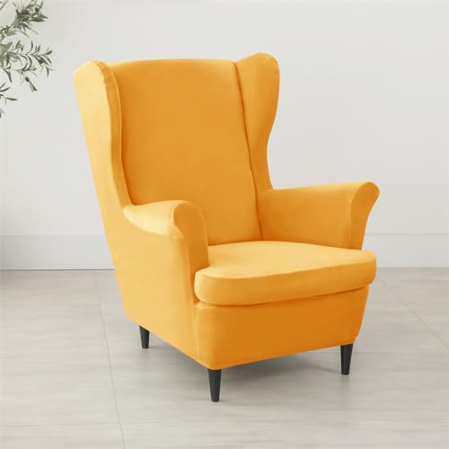 Funda para sofá y sillón orejero con otomana de terciopelo elástico de 78-85 cm