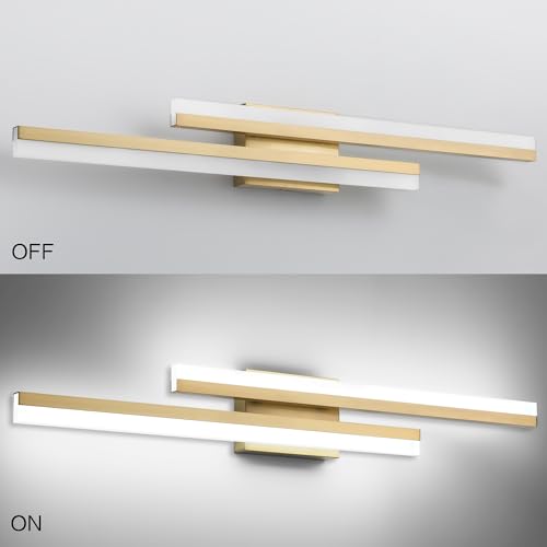 Image of PRESDE 32 Inch LED Bathroom Light Fixtures Over Mirror Brushed Gold Vanity Light Modern Bath Lighting Bar 5CCT