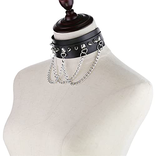 Exxe&Oyyo Choker Collar For Women Girls Pu Leather Choker Necklaces For Women Punk Rock Rivet Necklace Fashion Punk Alloy Cool Gothic Lock Link Leather Collar Choker Necklace (White3) #TOP5