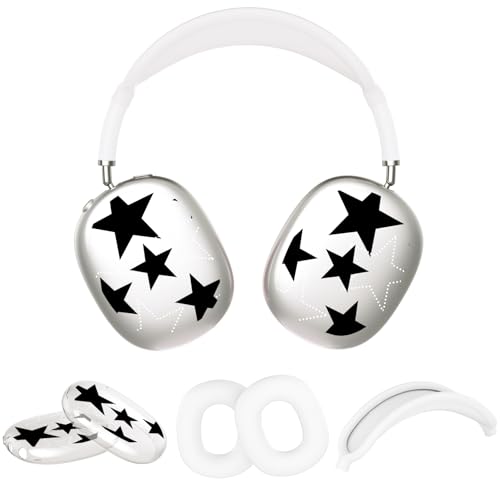 Apple AirPods Max�w�b�h�t�H��(2024/2020)�p�̃N�[���ȃu���b�N�X�^�[�P�[�X�A�z���C�g�N���ATPU�C���[�J�b�v�P�[�X�A�\�t�g���L�b�h�V���R���C���[�p�b�h�J�o�[/�w�b�h�o���h�J�o�[ 3�C��1�A�N�Z�T���[ AirPods Max(USB