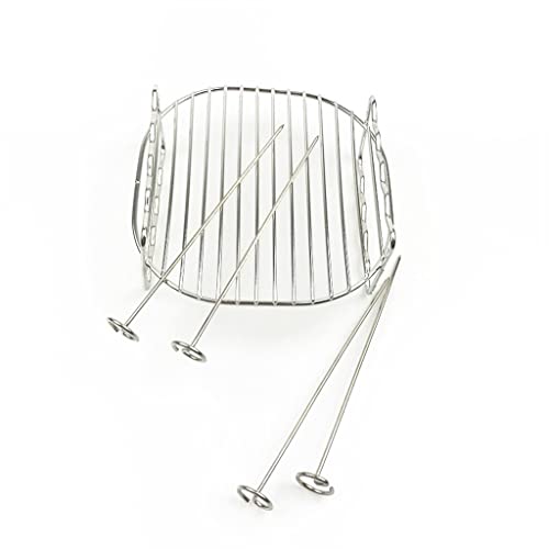 Parrilla de acero inoxidable de doble capa para freidora de aire con 4 pines 7