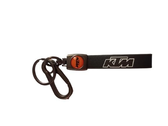 Image of Catchy Premium Leather & Metal Bikes Stainless Steel Locking Hook Antirust Keychain Unique Stylish Look For Men /Women Keyring for I Ktm /Rc Duke 250 Duke 390 (No 1) (Orange)