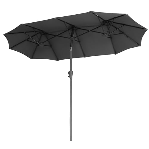 Sekey 160 × 300 cm Doppelsonnenschirm mit kurbel & Neigungsfunktion| Groß Sonnenschirm Marktschirm für Terrasse,Balkon & Garten, Windfest Stabil UPF 50+
