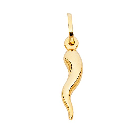 TGDJ 14k Yellow Gold Cornicello Italian Horn Pendant - Elegant Chain Necklace - Featured with Cable Chain Suitable for All Pendants for Men & Women for All Occasions2