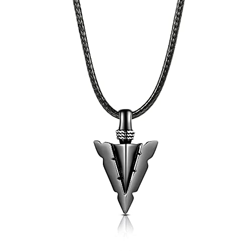 MANBU Sterling Silver Urn Necklace for Men: Arrowhead Memorial Pendant Cremation Ash Jewelry Bereavement Keepsakes Gift for Loss of a Loved One