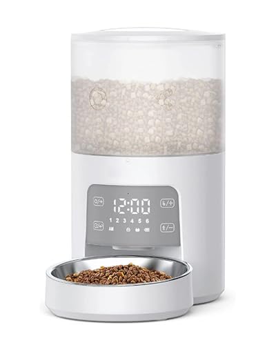 E-SMARTER Automatic Cat Feeder, 4L Cat Feeder with Timer Up to 6 Meals Per Day, Portion Control Automatic Dog Feeder with 10s Voice Recorder, Suitable for Small and Medium Pets