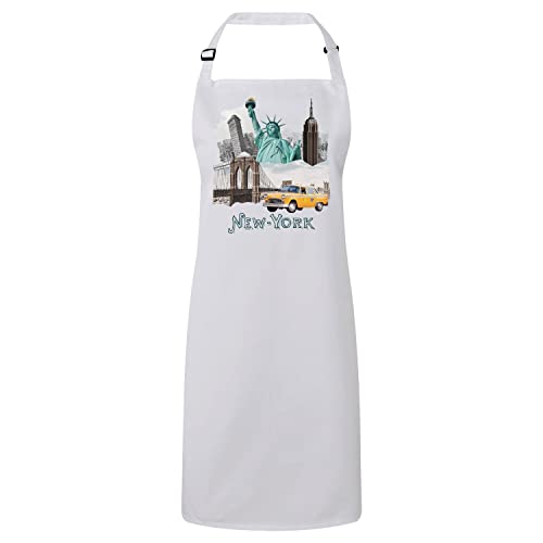 Tablier de cuisine premium au design New York Collage et carte postale vintage