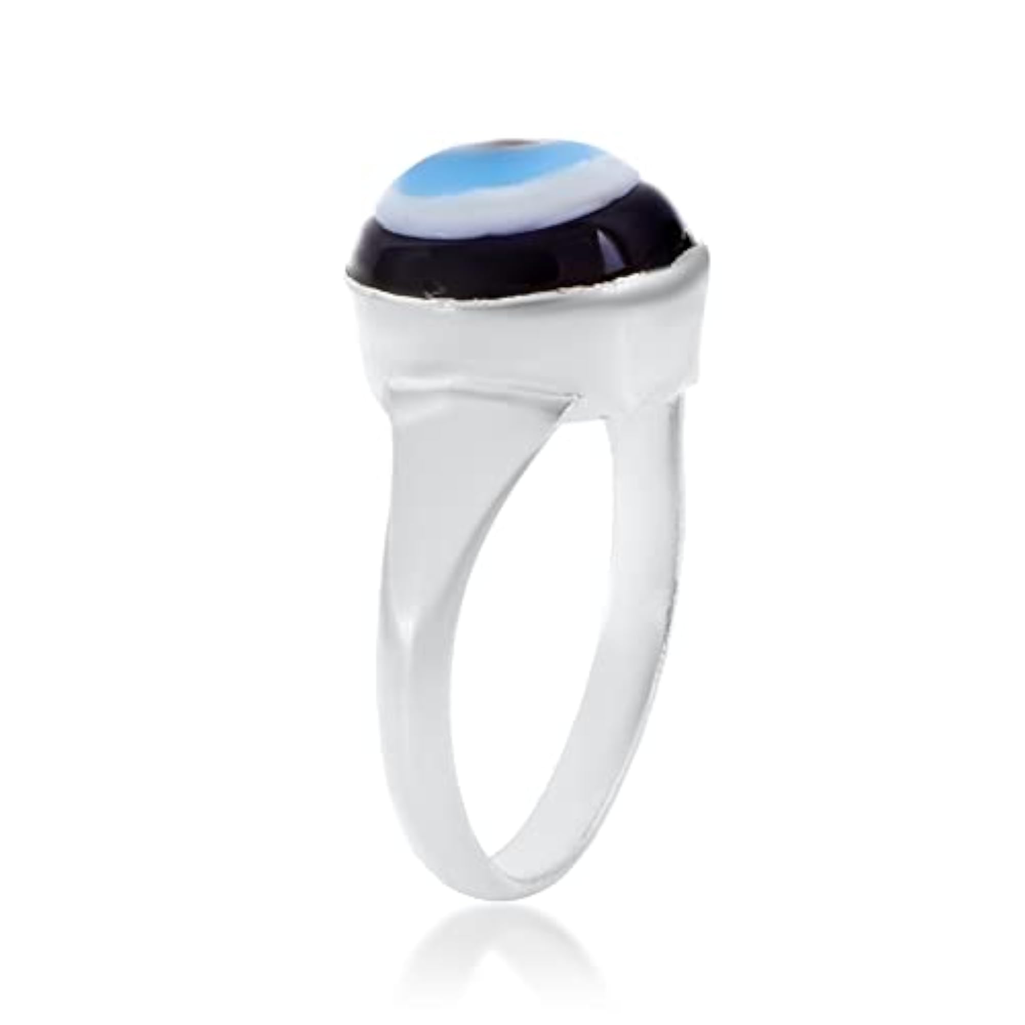 Brass Silverplated Nazar-Battu Evil Eye Ring, Unisex Fashion