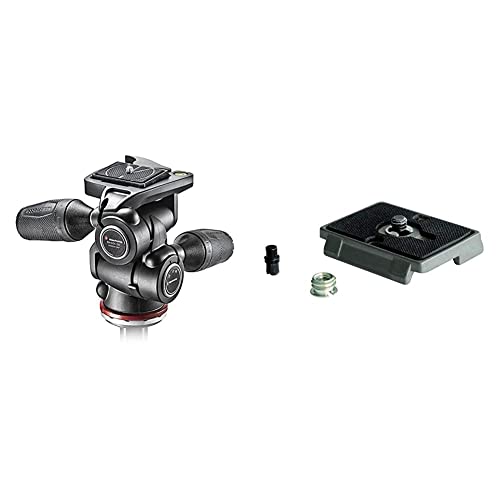 Tête de trépied Manfrotto MH804-3W noire avec plaque de dégagement rapide 200PL pour appareil photo