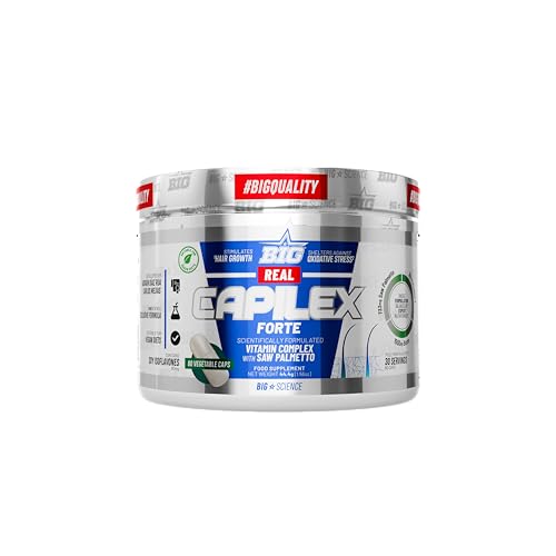 BIG - Real Capilex Forte - vitaminas para o cabelo - suplemento crescimento do cabelo 60 cápsulas - zinco, biotina, vitaminas e minerais para cabelo forte e saudável - couro cabeludo e unhas - Vegan