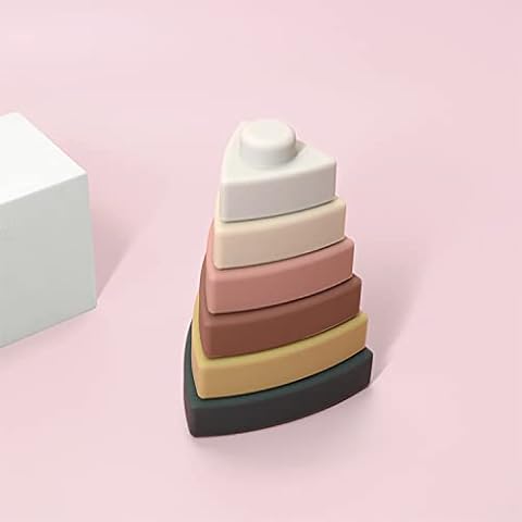 Minidream Baby Educational Stacking Tower Puzzle, Easy Grip Silicone Preschool Hand Eye Coordination Toy Cover