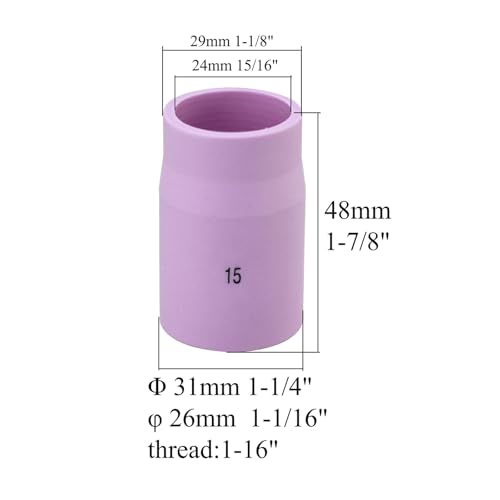 Image of RIVERWELD TIG Gas Lens Alumina Nozzle 53N89 15# 15 /16 inch Orifice 10pcs