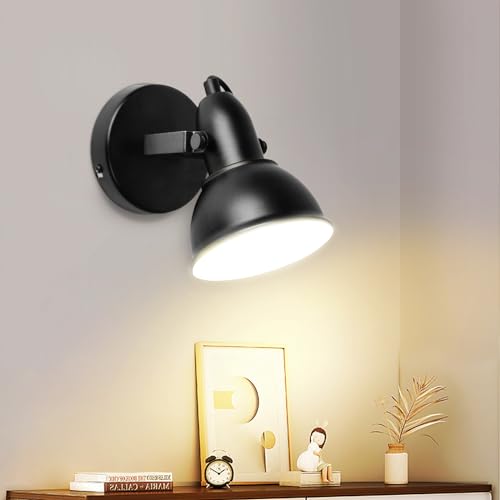 Image of HiBay 1-Light Track Lighting Black, Directional Ceiling Wall Spotlight | Industrial LED Track Spot Light Fixture Indoor for Kitchen Bedroom Bedside, E26 Base, Bulbs Not Included