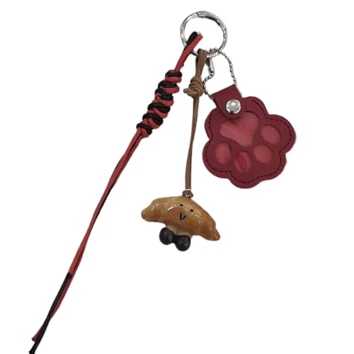 Hogvinnatil Porte-clés ramasse-poils pour chiens, porte-clés en forme de patte de chat, souvenir de famille, Rouge bordeaux, Consulte la descripción