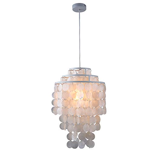 Newrays Moderne nordique blanc naturel coquillage suspendus pendentif lampe luminaire E27 LED Lumières pour la maison déco chambre salon restaurant