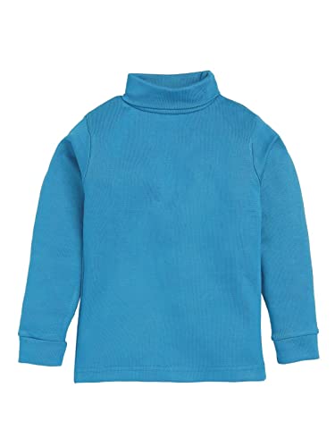 Image of Baba & Baby Kids High Turtle Neck Cotton T-Shirt (3-4 Years, Blue-Green)