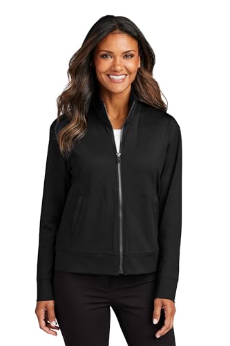 Port Authority Ladies Double Knit Full-Zip LK881, Deep Black, Large