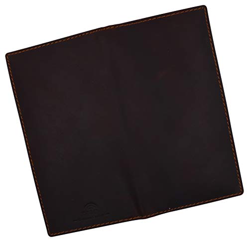 Funda de piel auténtica para chequera que evita arrugas con cuero Marshal marrón vintage 156-cr 4