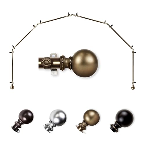 Rod Desyne 13/16" Jodi 6-Sided Bay Window Curtain Rod (28-48 inch each side) - Antique Brass