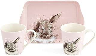 Portmeirion Home & Gifts Wrendale Designs Bathtime Rabbit Pink Mug and Tray Set by Royal Worcester (X0011659113)