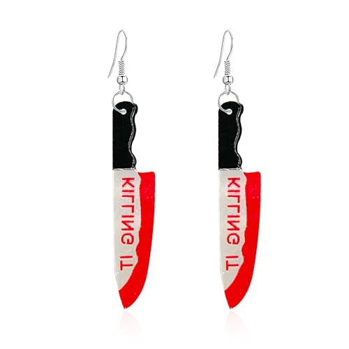 GBAHFY Halloween Ghost Face Knife Earrings Women Acrylic Drop Dangle Scream Gothic Statement Howling Skull Hypoallergenic Jewelry Gifts Lady Party Costume Decorations Accessories (K)