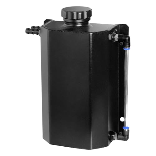 VehiMata Coolant Reservoir Tank, 2L Universal Radiator Overflow Tank Aluminum Black