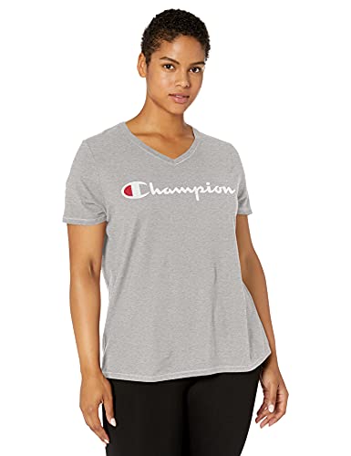 Champion-Womens-Plus-Jersey-V-Neck-Tee-Script-Logo