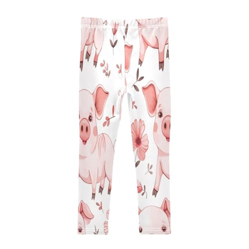 Toddler Girls Leggings Printed Yoga Pants Leggings Pink Flower Pig for Kids2